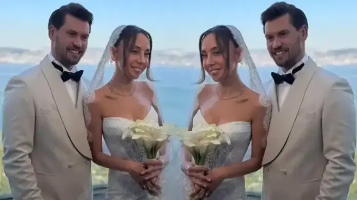 Serhan Onat ve Merve Küsmenoğlu'nun düğün töreninden bir kare